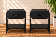 Pair of Byron Wood Nightstands with Drawer in Charcoal