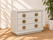 Phoebe Three-Drawer Nightstand in White Wood