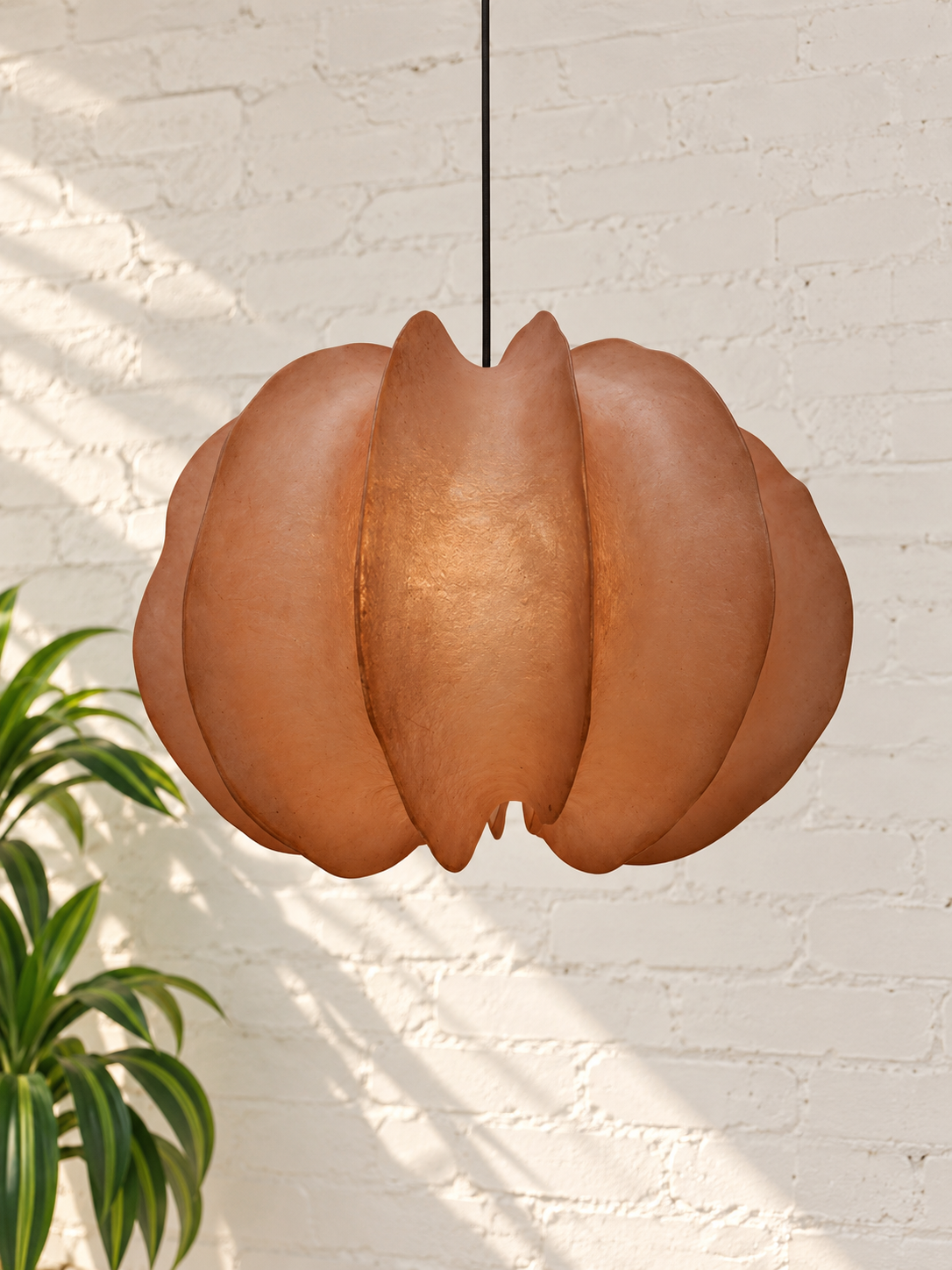 Piper Sculptural Resin Hanging Lamp in Terracotta