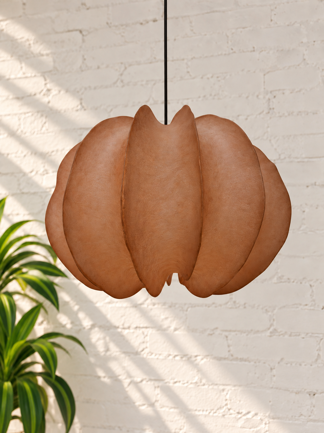 Piper Sculptural Resin Hanging Lamp in Terracotta