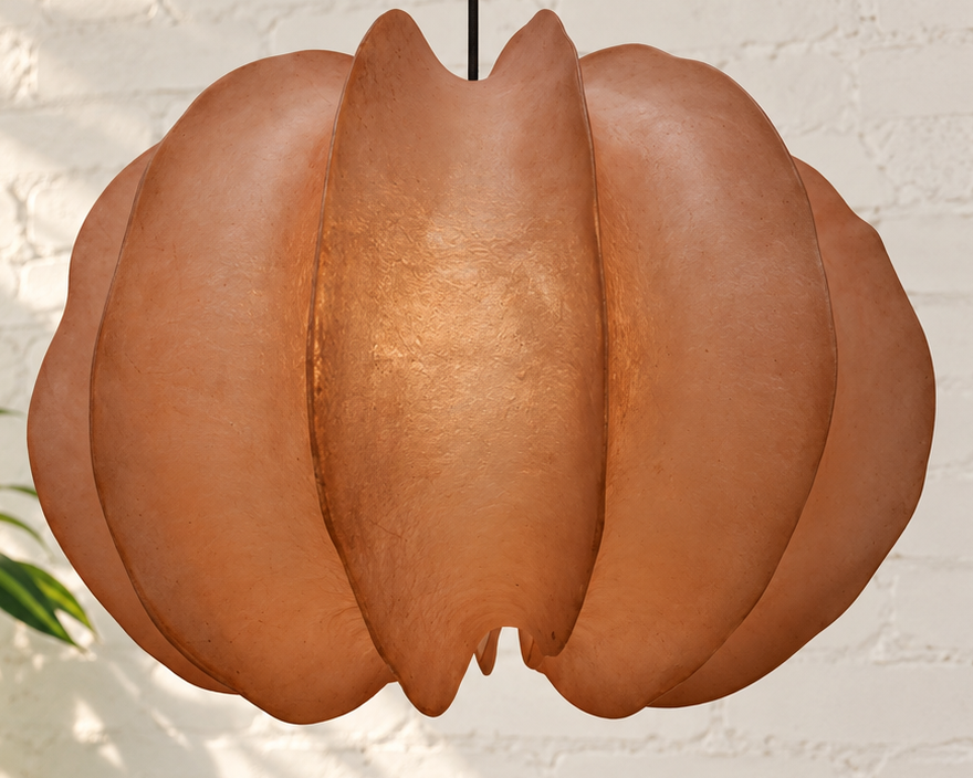 Piper Sculptural Resin Hanging Lamp in Terracotta