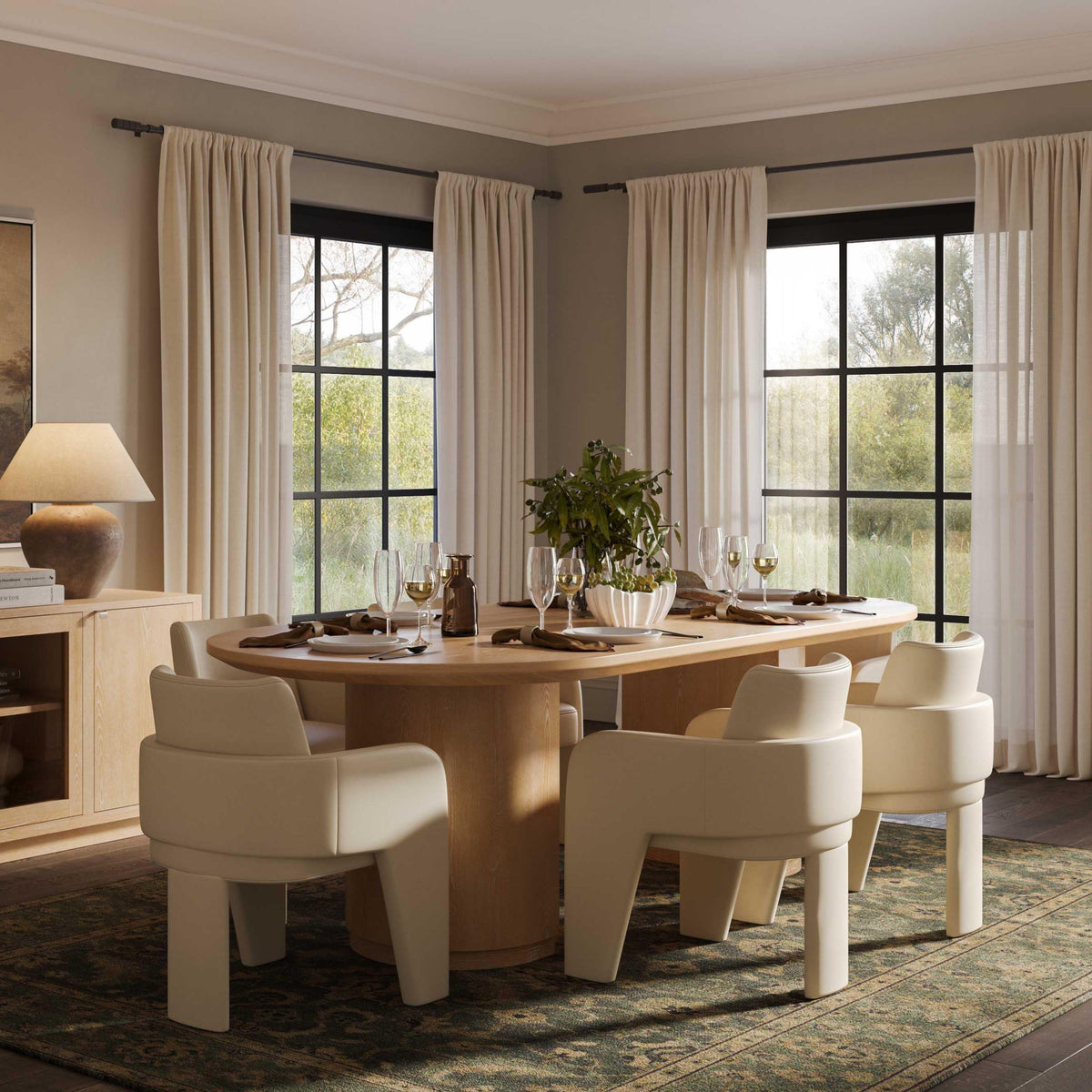 Marlow 102" Wood Oval Dining Table