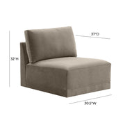 Willow Performance Velvet Modular Armless Chair