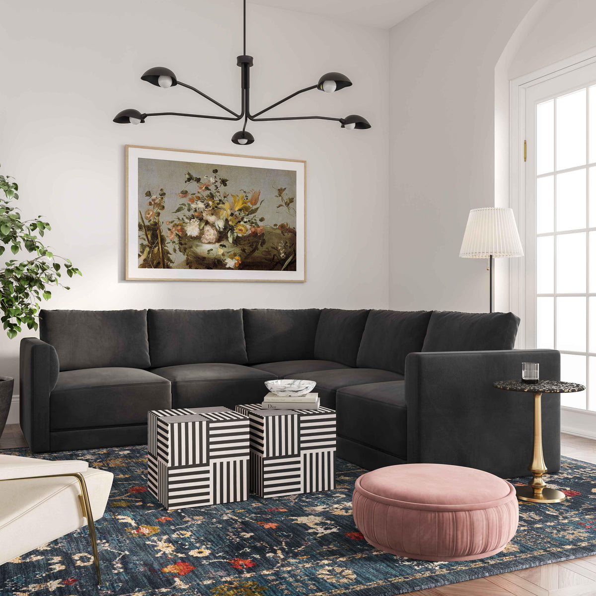 Willow 5-Piece Performance Velvet Modular L Sectional