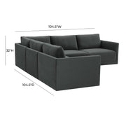 Willow 5-Piece Performance Velvet Modular L Sectional