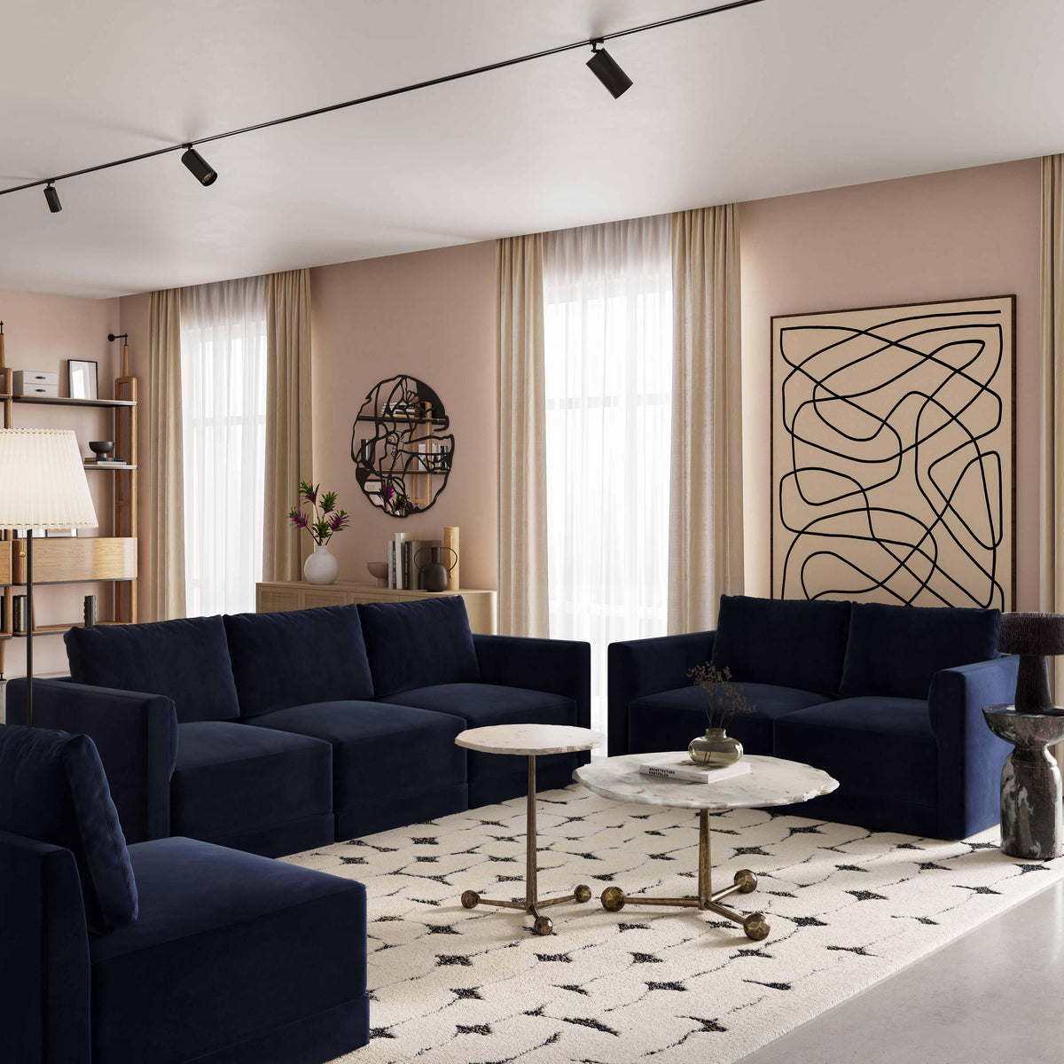 Willow Performance Velvet Modular LAF End Armchair