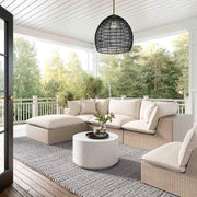 Cali Performance Fabric & Wicker Outdoor Ottoman