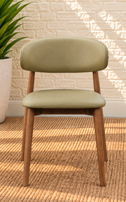 Reed Walnut Dining Chair Upholstered in Desert Khaki Leather