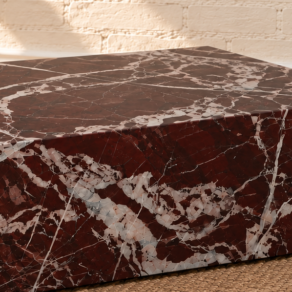 Ruby Merlot Genuine Marble Art Deco Coffee Table