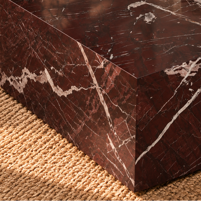 Ruby Merlot Genuine Marble Art Deco Coffee Table