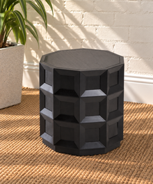 Rylan Geometric Side Table in Natural Black