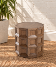 Rylan Geometric Side Table in Warm Walnut