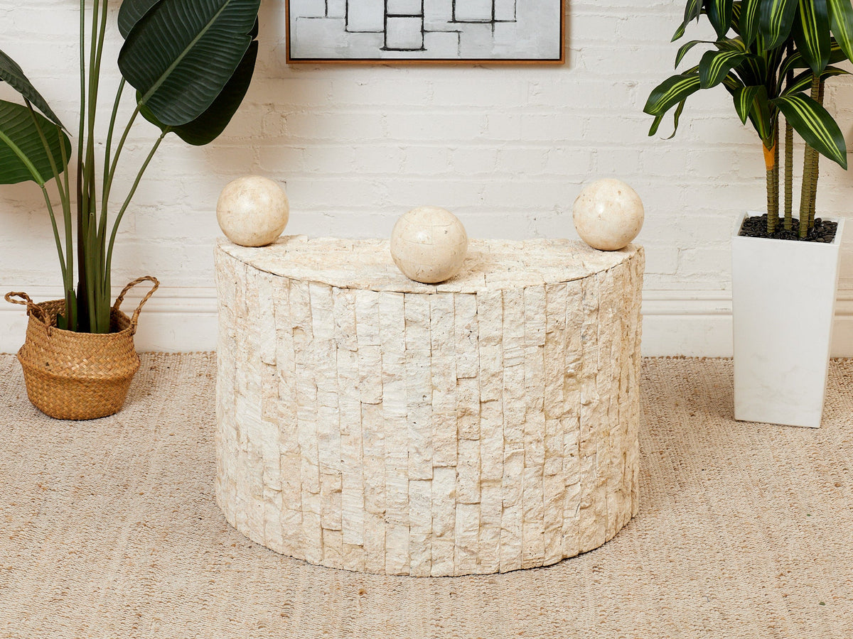 Half Moon Entry Table Tessellated Marble Entry
