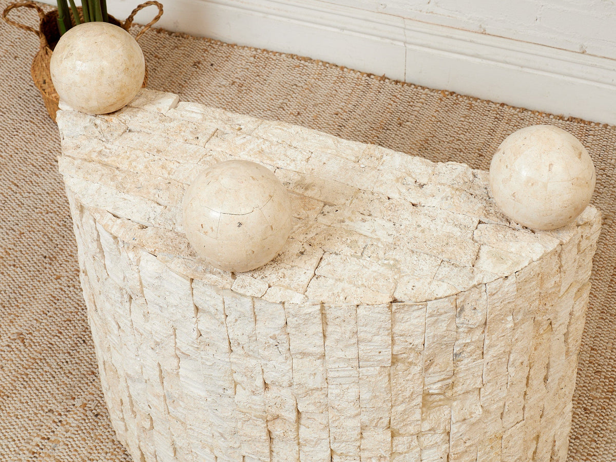 Half Moon Entry Table Tessellated Marble Entry