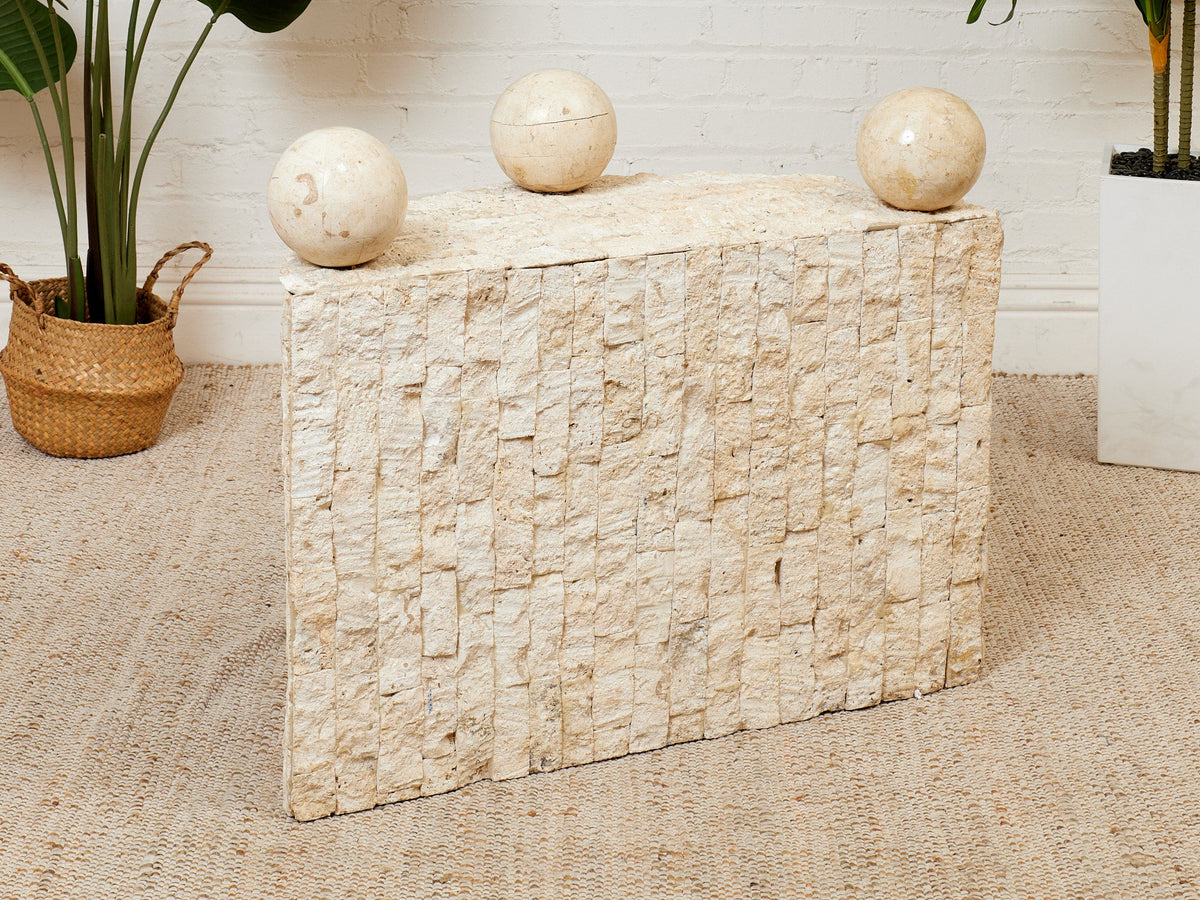 Half Moon Entry Table Tessellated Marble Entry