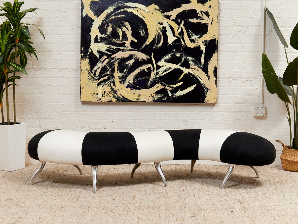 Black and White Centipede Post Modern Bench