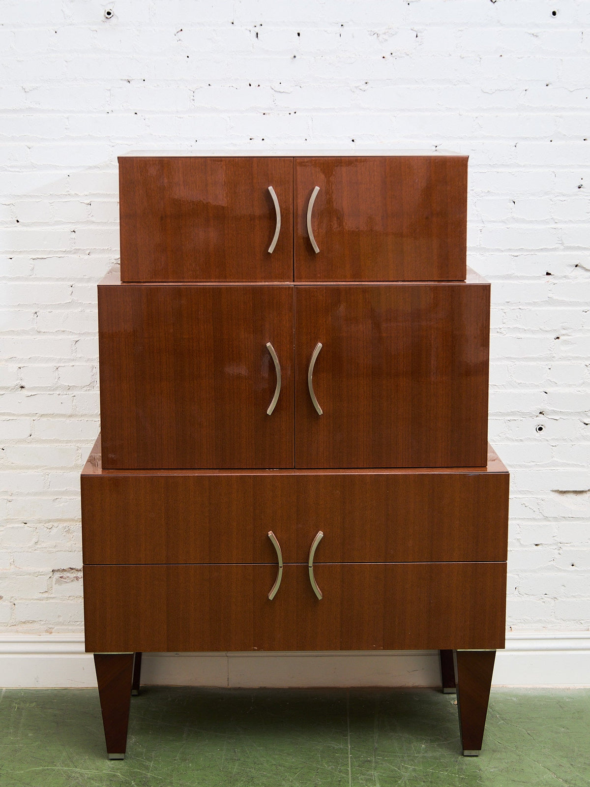 Nicole Miller Italian High-Gloss Stacked Lacquer Cabinet