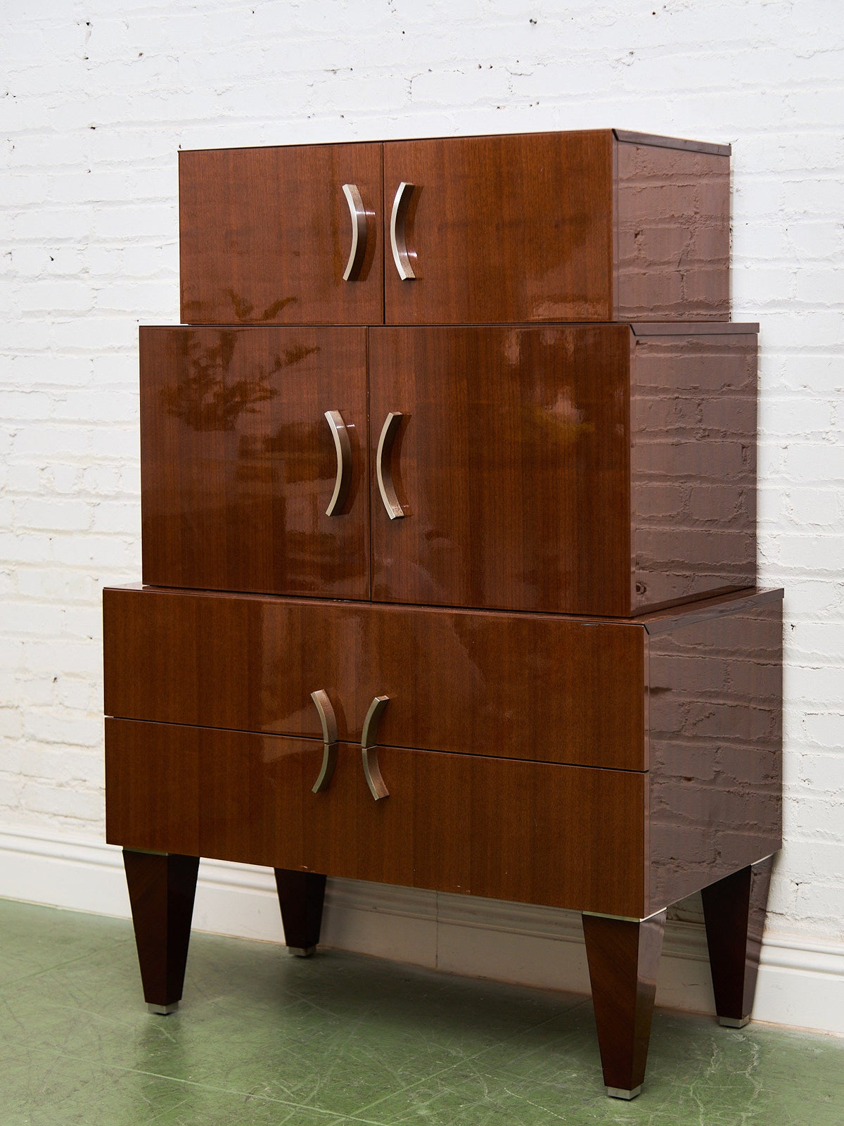 Nicole Miller Italian High-Gloss Stacked Lacquer Cabinet
