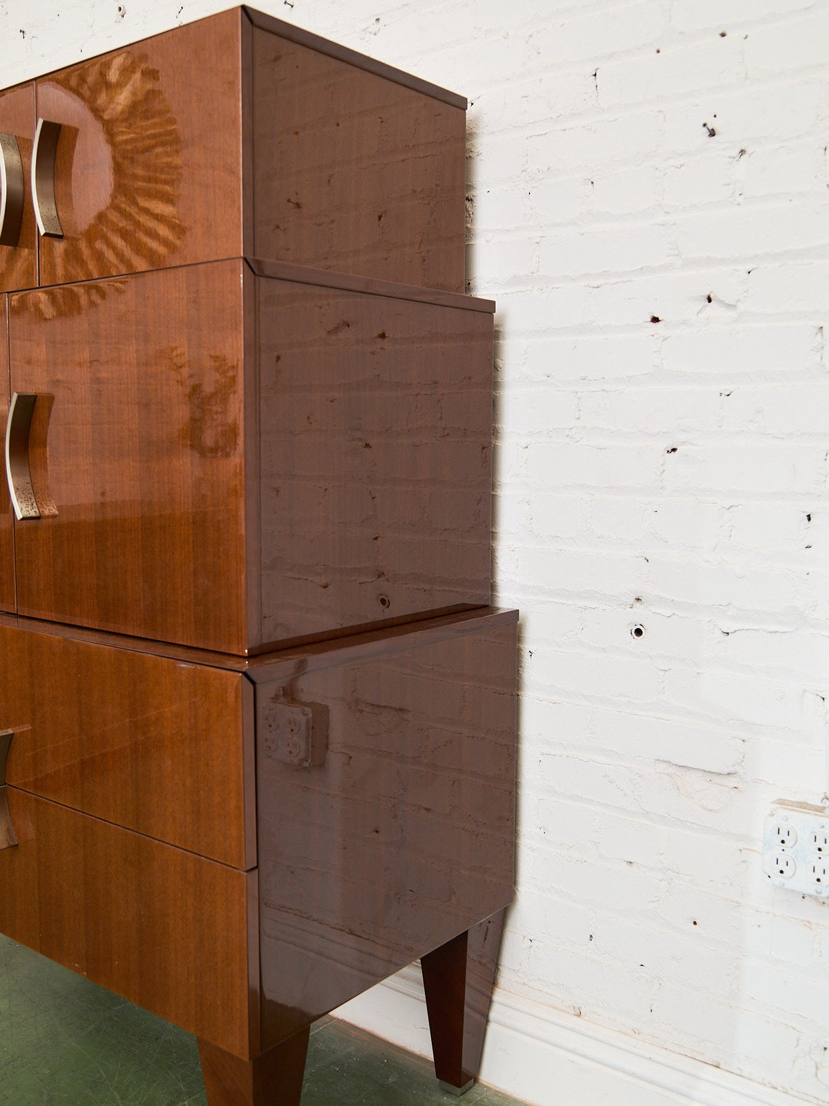 Nicole Miller Italian High-Gloss Stacked Lacquer Cabinet