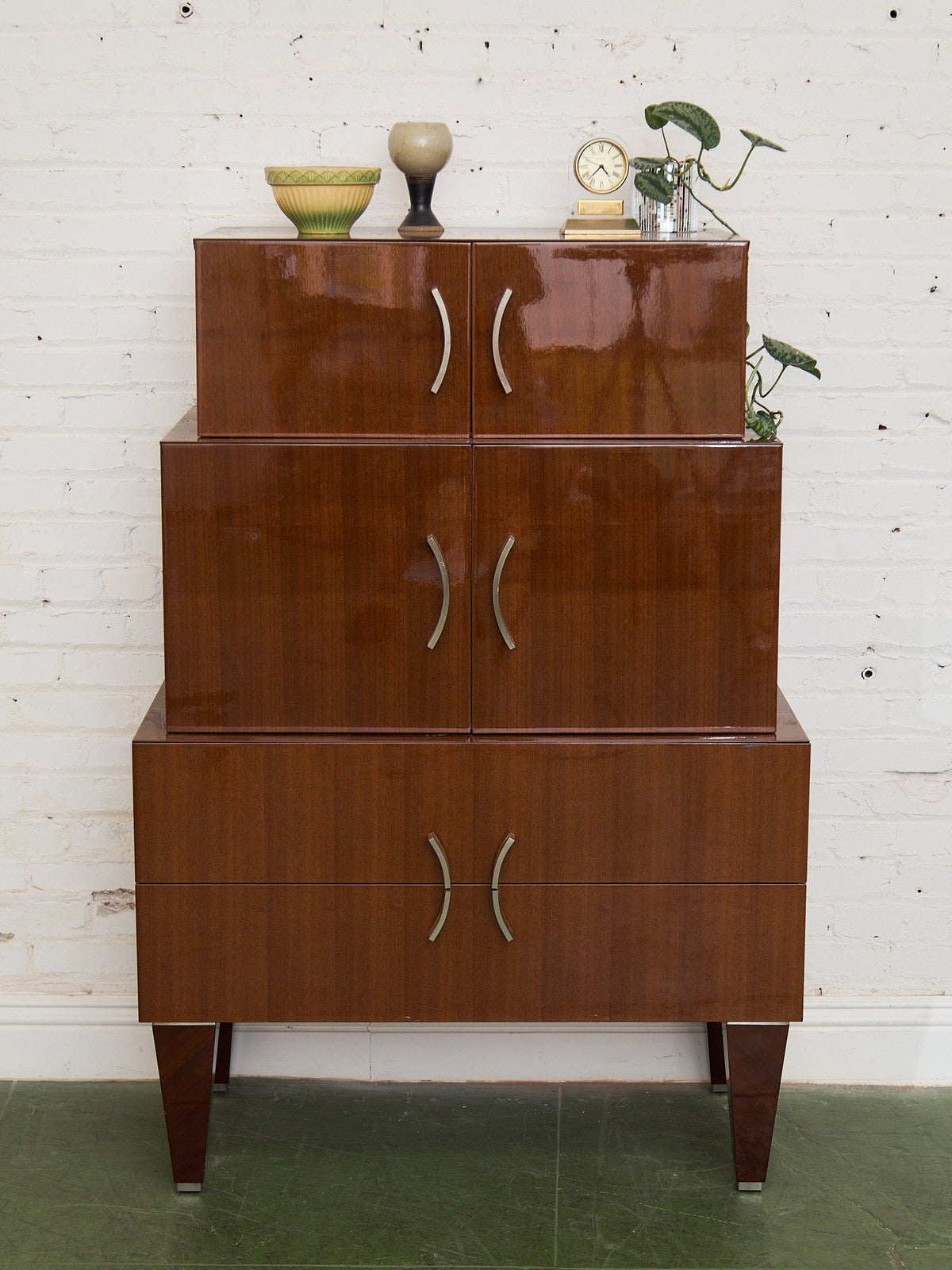 Nicole Miller Italian High-Gloss Stacked Lacquer Cabinet
