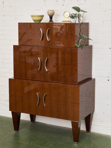 Nicole Miller Italian High-Gloss Stacked Lacquer Cabinet