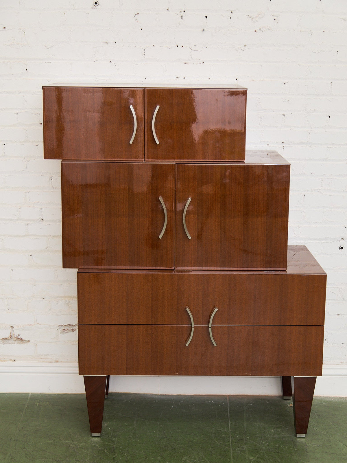 Nicole Miller Italian High-Gloss Stacked Lacquer Cabinet