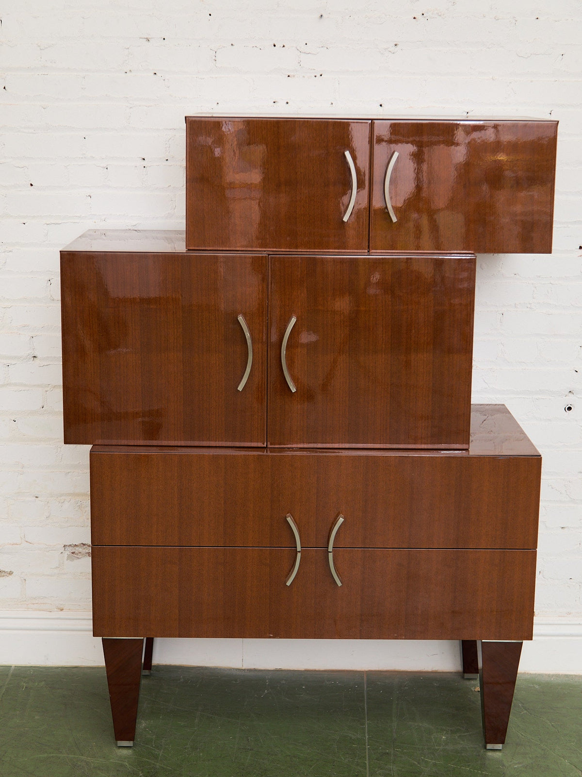 Nicole Miller Italian High-Gloss Stacked Lacquer Cabinet