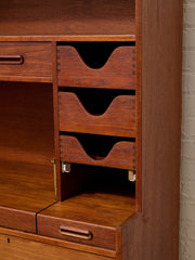 Vintage Mid-Century Modern Teak Secretary Desk with Fold-Down Writing Surface