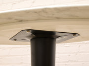 Modern Oval Faux Marble Dining Table with Black and Brass Pedestal Base