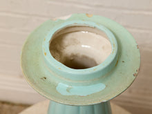Seafoam Green Sculptural Ribbed Ceramic Vase