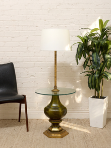 Vintage Hollywood Regency Floor Lamp with Integrated Glass Table