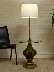 Vintage Hollywood Regency Floor Lamp with Integrated Glass Table