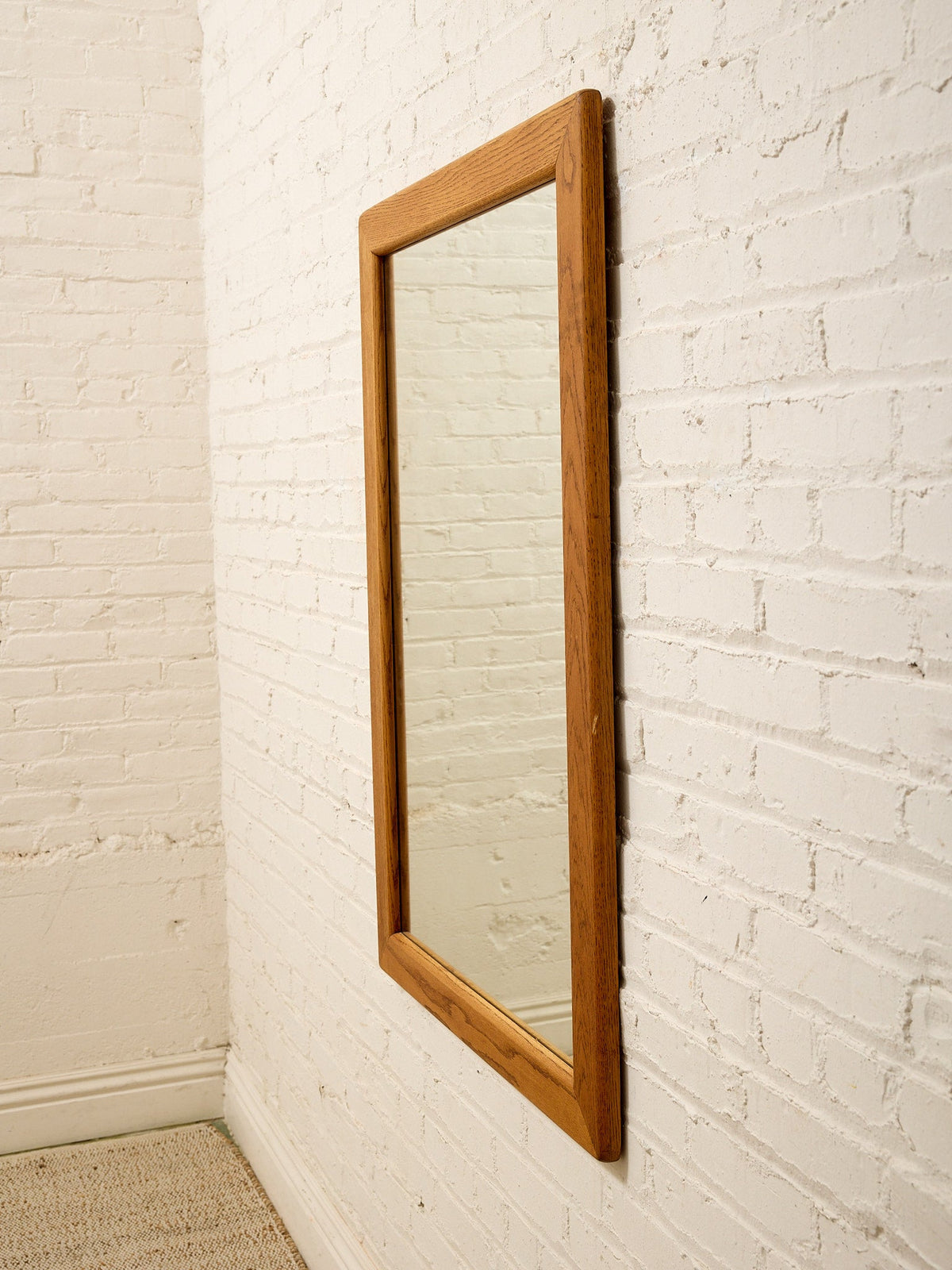 Vintage Mid-Century Modern Oak Rectangular Wall Mirror