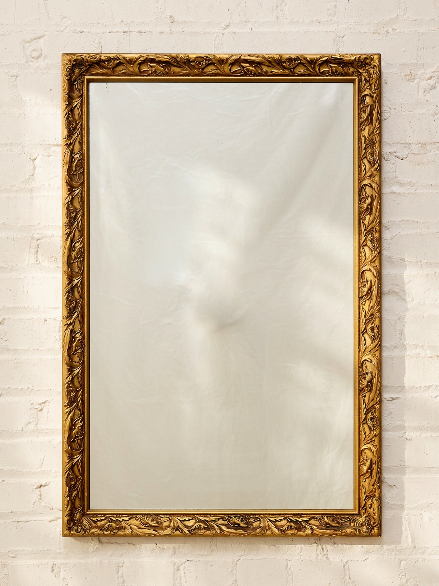 Large Vintage Gold Giltwood Rectangular Wall Mirror