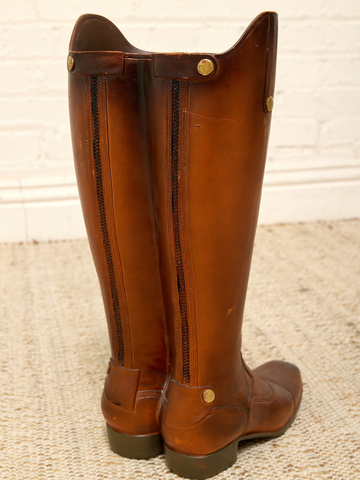 Vintage Leather Riding Boot Umbrella Stand with Equestrian Style