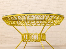 Arthur Umanoff Vintage Yellow Patio Dining Set with Glass Top Table and Four Chairs