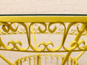 Arthur Umanoff Vintage Yellow Patio Dining Set with Glass Top Table and Four Chairs
