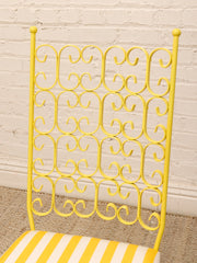 Arthur Umanoff Vintage Yellow Patio Dining Set with Glass Top Table and Four Chairs