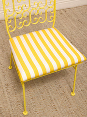 Arthur Umanoff Vintage Yellow Patio Dining Set with Glass Top Table and Four Chairs