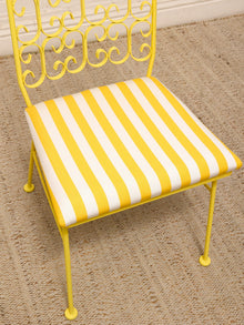 Arthur Umanoff Vintage Yellow Patio Dining Set with Glass Top Table and Four Chairs