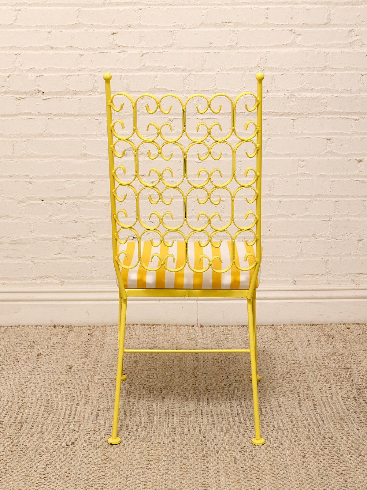 Arthur Umanoff Vintage Yellow Patio Dining Set with Glass Top Table and Four Chairs