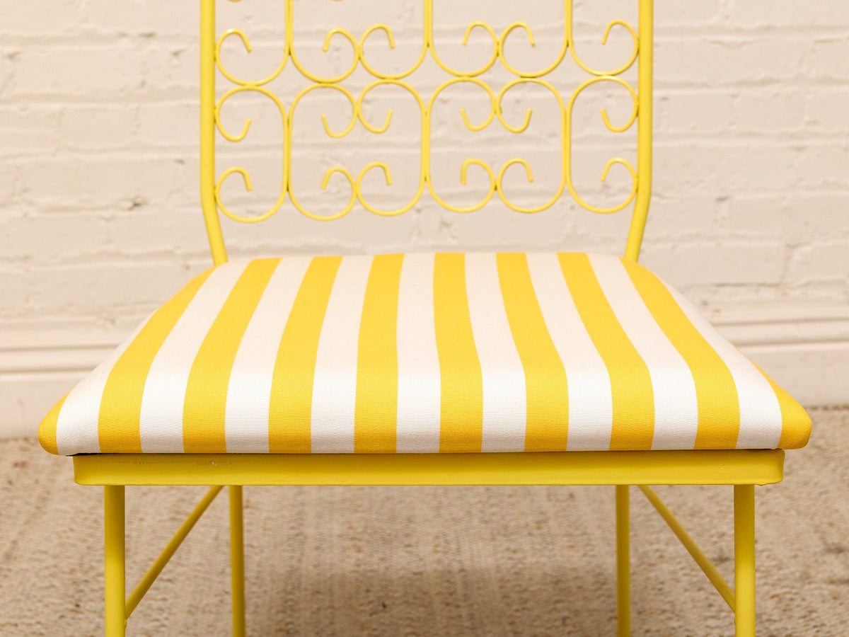 Arthur Umanoff Vintage Yellow Patio Dining Set with Glass Top Table and Four Chairs