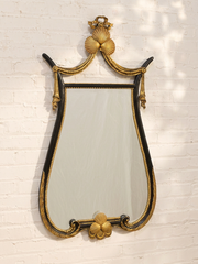 Vintage Hollywood Regency Black & Gold Gilt Wall Mirror