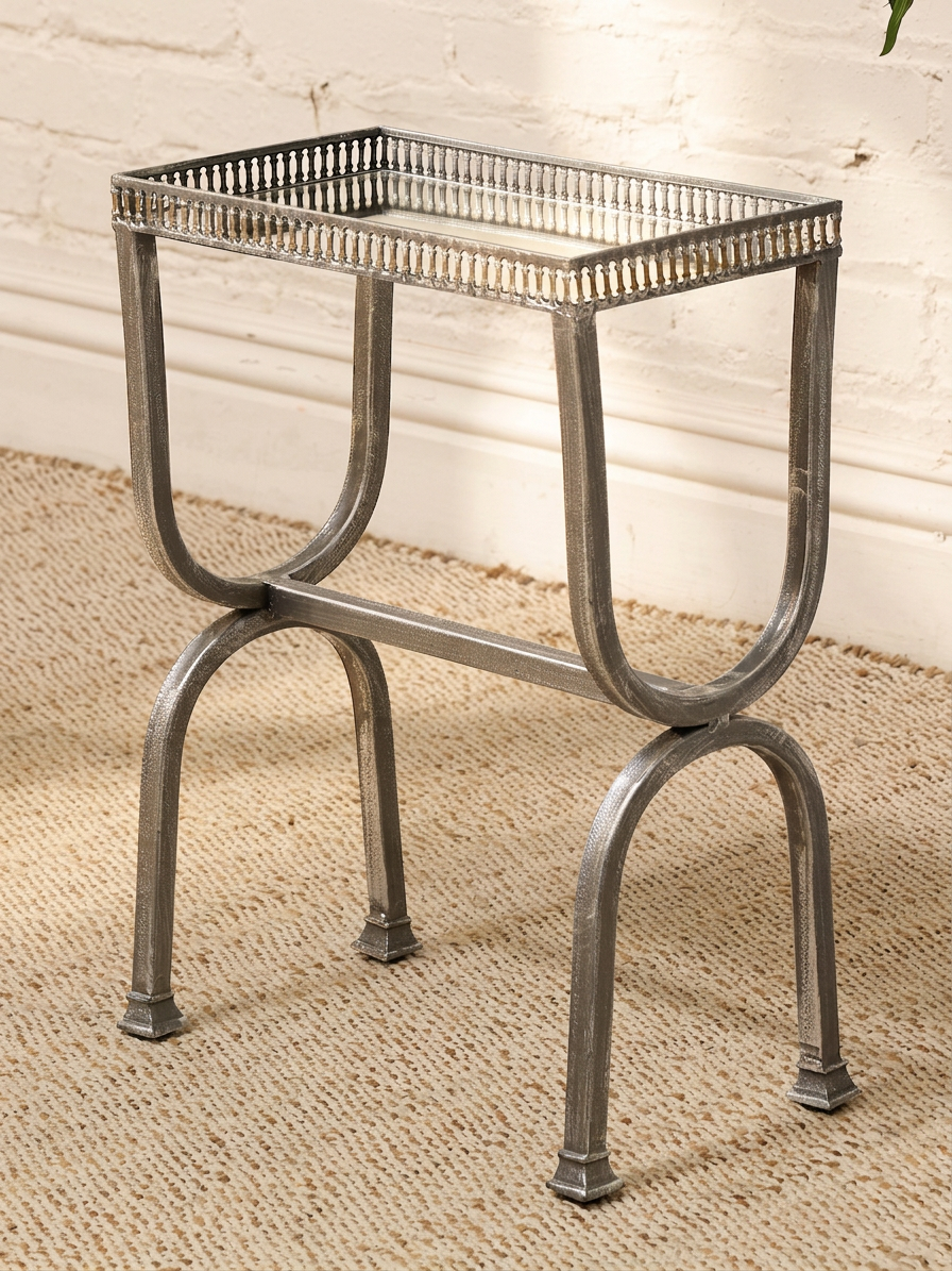 Vintage Hollywood Regency Chrome & Glass Side Table