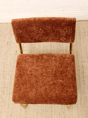 Modern Brass Cantilever Rust Corduroy Dining Chair