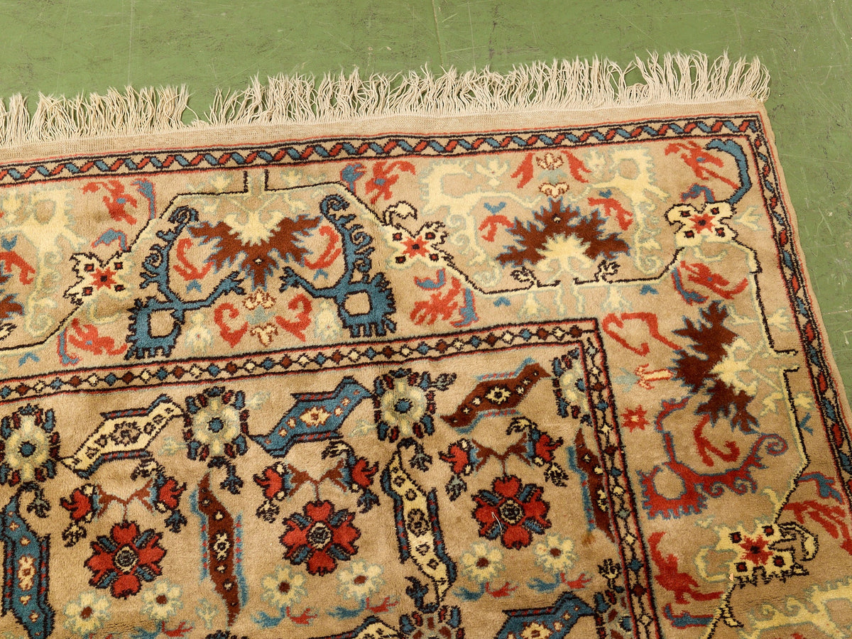 Vintage Hand-Knotted Silk Rug with Allover Herati Pattern
