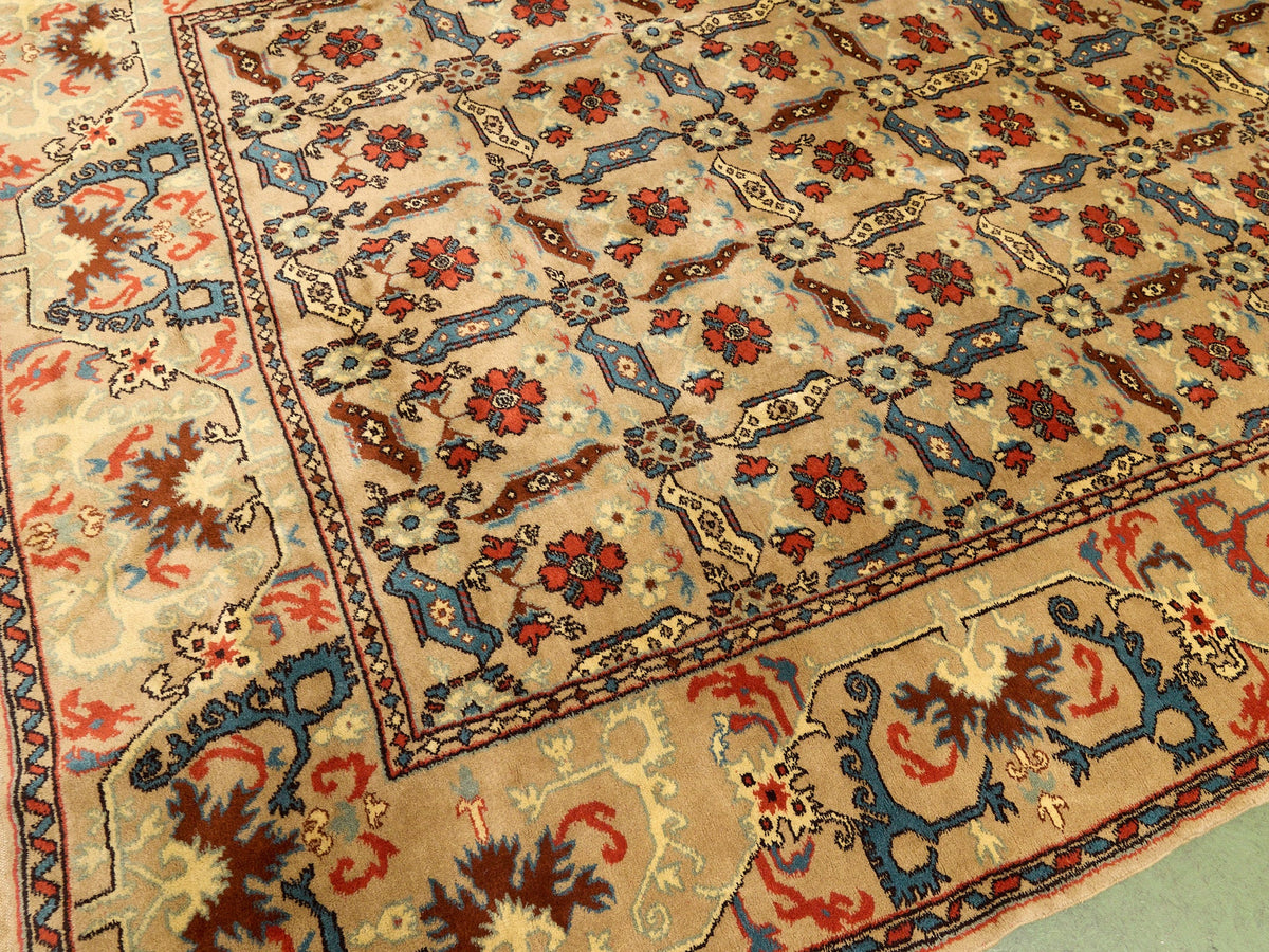 Vintage Hand-Knotted Silk Rug with Allover Herati Pattern