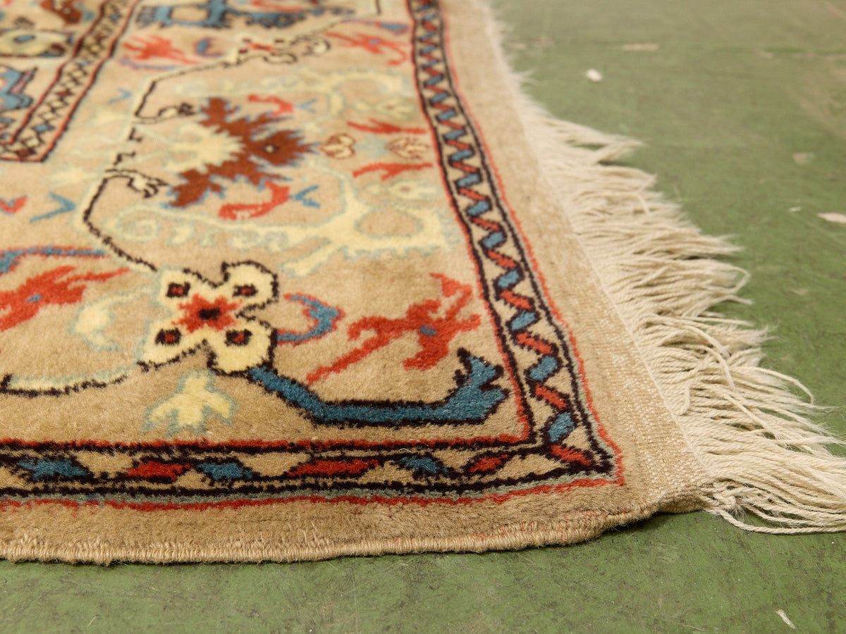 Vintage Hand-Knotted Silk Rug with Allover Herati Pattern