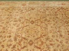 Vintage Hand-Knotted Silk Oushak-Style Area Rug in Ivory, Rust & Pale Blue