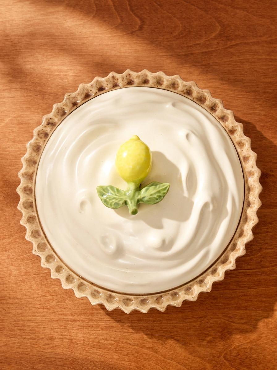 Vintage Lemon Meringue Pie Ceramic Covered Dish